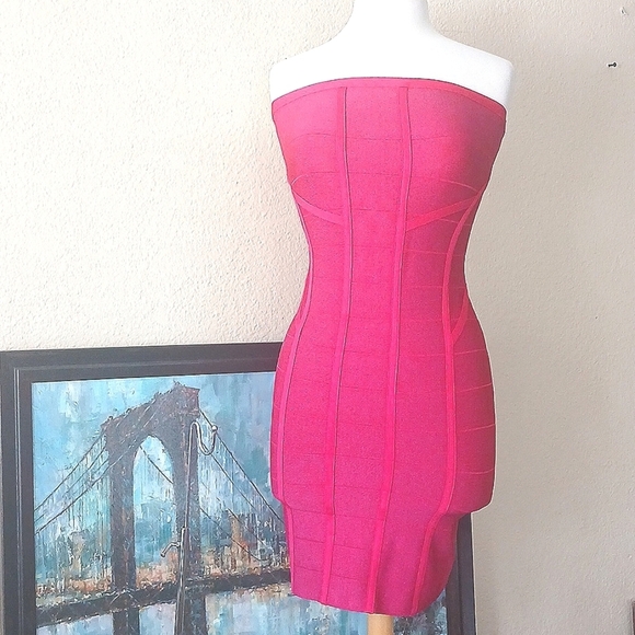 Strapless Pink Dress Bebe - Picture 1 of 12